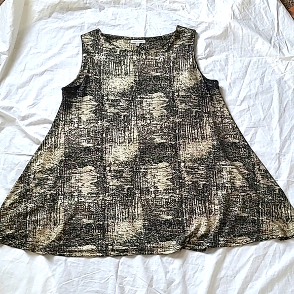 Vivian Wong Gold Black Sleeveless Tank Top, Size XL - Picture 3 of 7